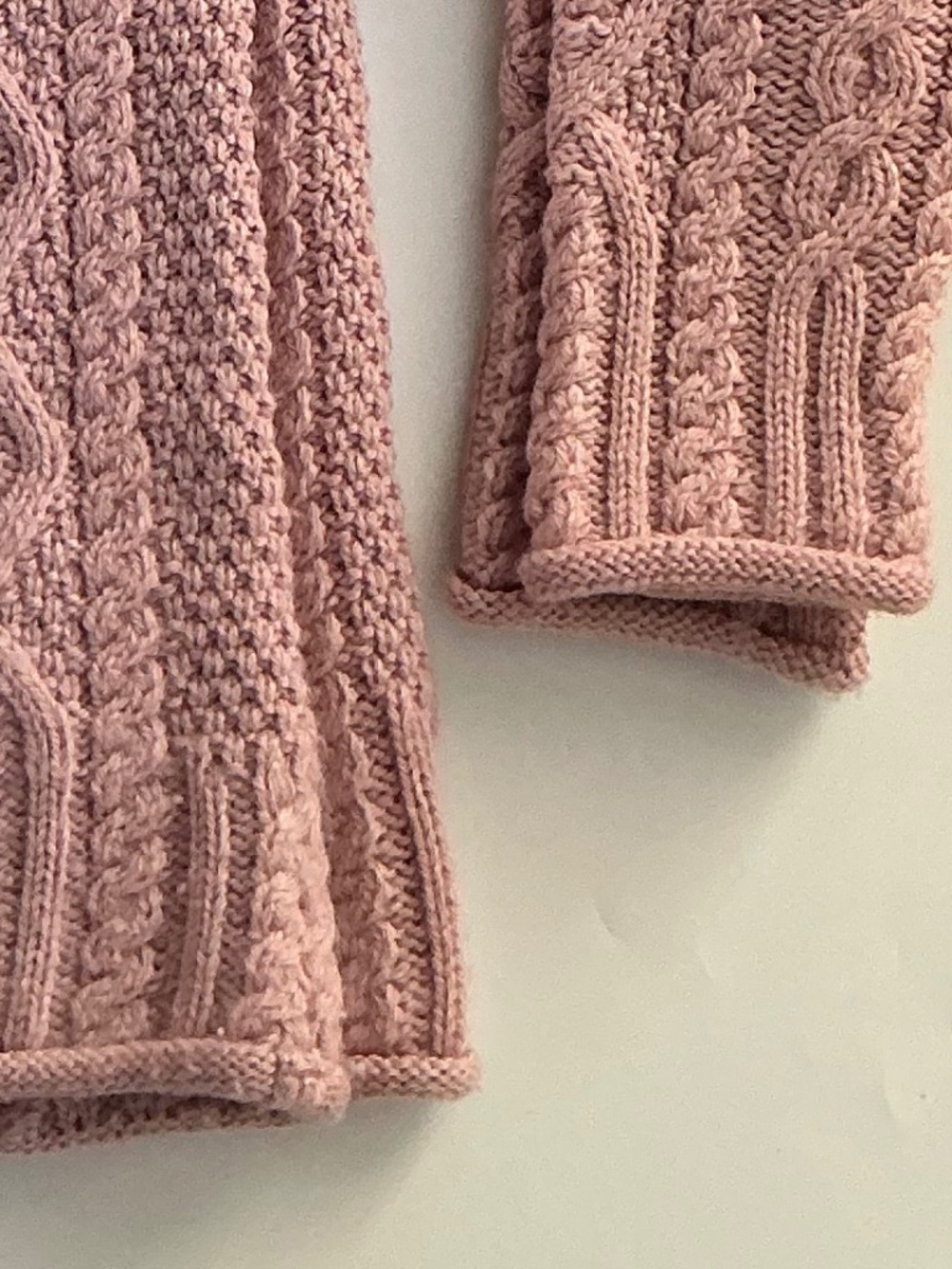 Aran Crafts Ireland Sweater Pink Soft Merino Wool Cable Knit EUC Womens Medium - Picture 12 of 13